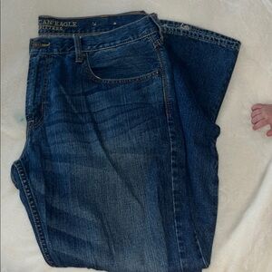 American Eagle Outfitters Men's Dark Blue Relaxed Jeans